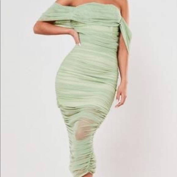 missguided mesh ruched bardot midi dress Missguided | Dresses | Misguided Ruched Bardot Midi Dress